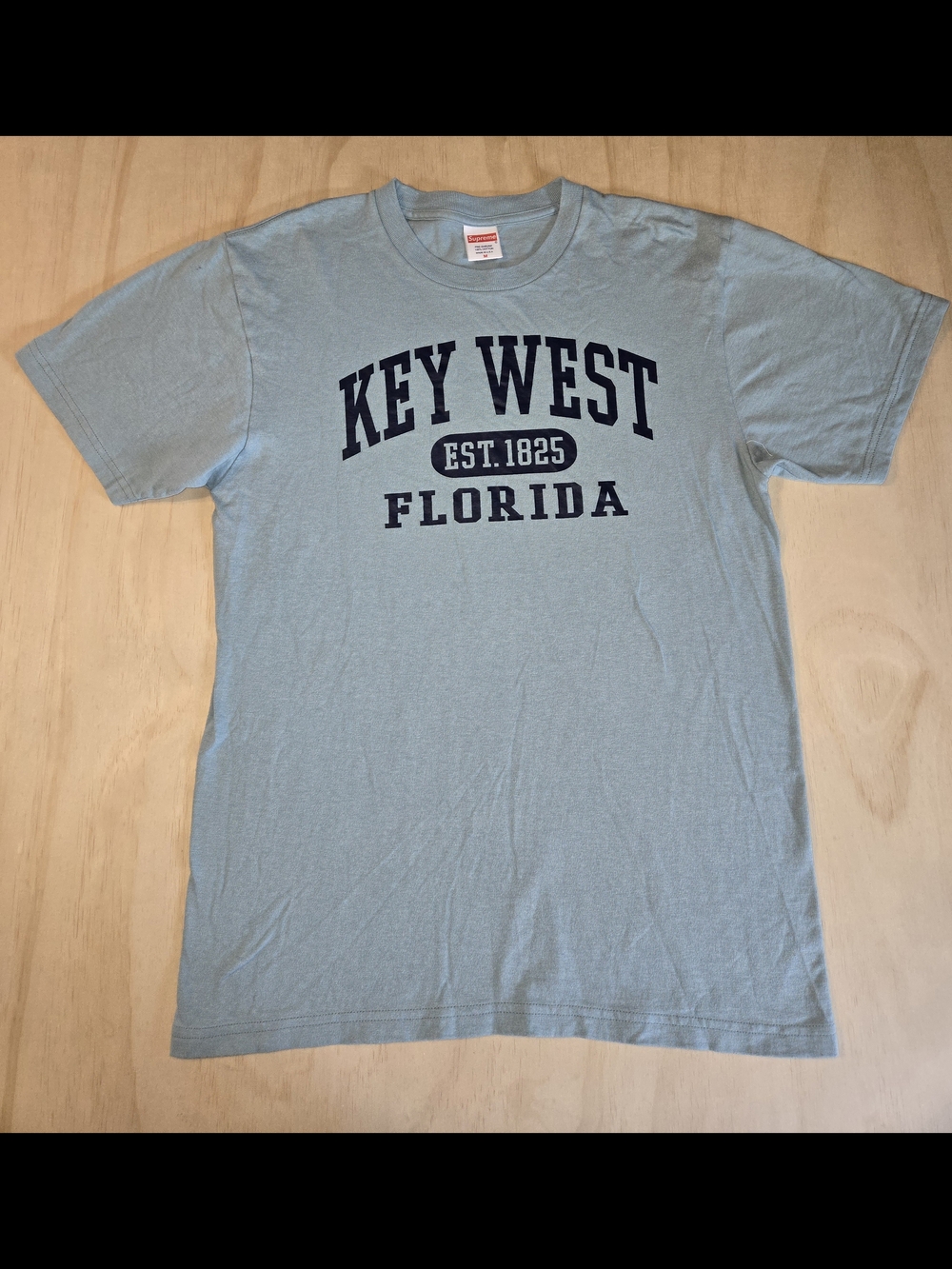 Supreme Vintage Y2K “Key West Florida” Graphic T-Shirt - Light Blue Size M